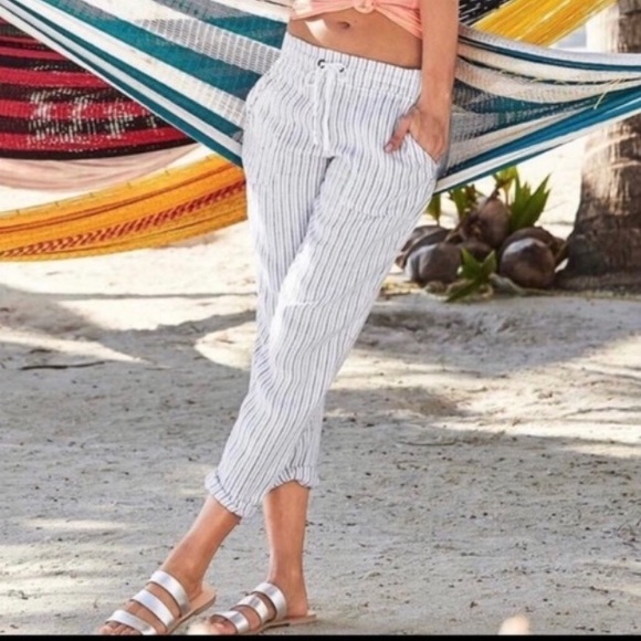 Athleta Pants - Athleta Pants Cropped Linen Herringbone Pants